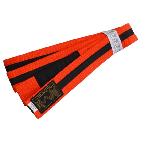 Kinder BJJ Gürtel orange-schwarz m. Bar