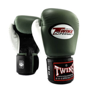TWINS Boxhandschuhe Muay Thai Leder BGVL 4 olive/white